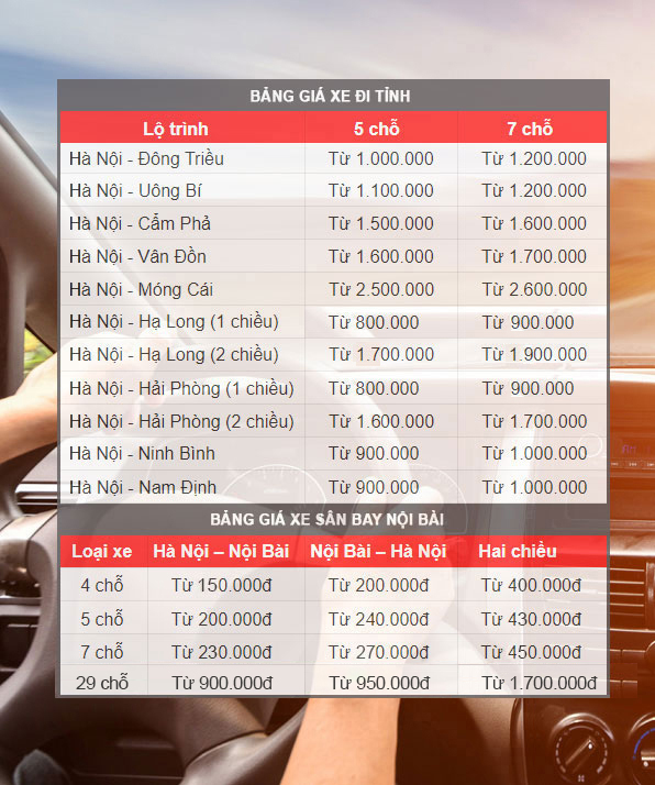 bảng giá nhà xe Thành An