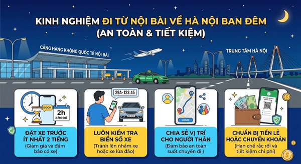 Kinh nghiệm đi từ Nội Bài về Hà Nội ban đêm